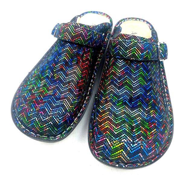 Alegria Women's Clog Seville Ric Rack Rainbow Suede Leather Comfort Mule 10.5-11 - Picture 5 of 9